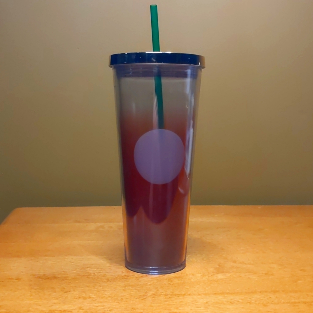 Flat top sunset and copper Starbucks cup